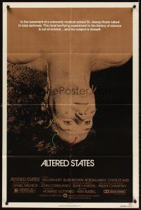 5y121 ALTERED STATES 1sh '80 William Hurt, Paddy Chayefsky, Ken Russell, sci-fi horror!