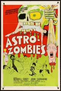 5y135 ASTRO-ZOMBIES 1sh '68 great wild art of creature eating sexy girl & holding severed head!