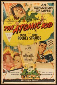5y139 ATOMIC KID 1sh '55 art of nuclear Mickey Rooney, an explosion of laffs!