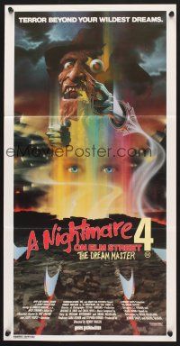 5y029 NIGHTMARE ON ELM STREET 4 Aust daybill '89 art of Englund as Freddy Krueger by Matthew Peak!