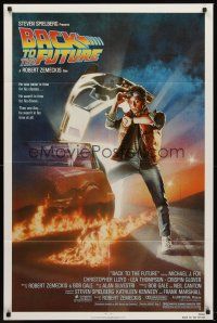 5y143 BACK TO THE FUTURE 1sh '85 Robert Zemeckis, art of Michael J. Fox & Delorean by Drew Struzan!