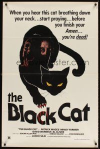 5y157 BLACK CAT 1sh '80 Lucio Fulci's Il Gatto Nero, cool feline horror art!