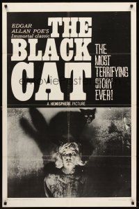 5y156 BLACK CAT 1sh '66 Edgar Allan Poe's immortal classic, cool creepy horror image!