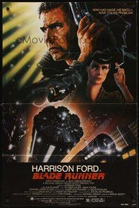 5y161 BLADE RUNNER 1sh '82 Ridley Scott sci-fi classic, art of Harrison Ford by John Alvin!