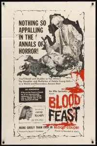 5y166 BLOOD FEAST signed 1sh '63 by Mal Arnold & David F. Friedman, Herschell Gordon Lewis classic!