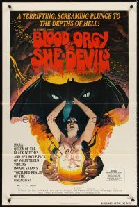5y169 BLOOD ORGY OF THE SHE DEVILS 1sh '72 Ted V. Mikels, wild sexy horror art!