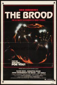 5y181 BROOD 1sh '79 David Cronenberg, art of monster in embryo, they're waiting for YOU!
