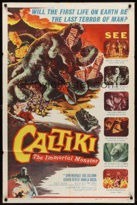 5y186 CALTIKI THE IMMORTAL MONSTER 1sh '60 Caltiki - il monstro immortale, cool art of creature!