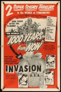5y189 CAPTIVE WOMEN/INVASION U.S.A. 1sh '56 The World 1000 Years From Now!