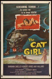 5y194 CAT GIRL 1sh '57 cool black panther & sexy girl art, to caress her is to tempt DEATH!