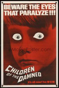 5y200 CHILDREN OF THE DAMNED 1sh '64 beware the creepy kid's eyes that paralyze!