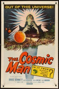 5y217 COSMIC MAN 1sh '59 artwork of soldiers & tanks attacking wacky creature from space!