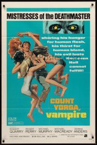 5y219 COUNT YORGA VAMPIRE 1sh '70 AIP, artwork of the mistresses of the deathmaster feeding!