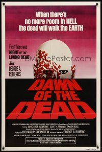 5y241 DAWN OF THE DEAD red letters 1sh '79 George Romero, no more room in HELL for the dead!