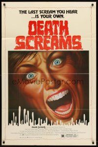5y253 DEATH SCREAMS 1sh '82 cool horror artwork, the last scream you hear is your own!
