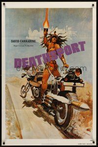 5y257 DEATHSPORT advance/teaser 1sh '78 David Carradine, great art of futuristic battle motorcycle!