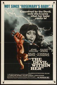 5y265 DEVIL WITHIN HER 1sh '76 conceived by the Devil, only she knows what her baby really is!