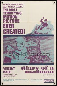 5y271 DIARY OF A MADMAN 1sh '63 Vincent Price in his most chilling portrayal of evil!