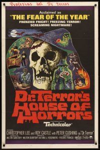 5y282 DR. TERROR'S HOUSE OF HORRORS 1sh '65 Christopher Lee, cool horror montage art!
