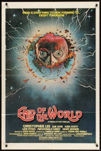5y307 END OF THE WORLD 1sh '77 wild image of strange creature emerging from the Earth!