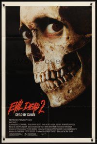 5y313 EVIL DEAD 2 1sh '87 Dead By Dawn, directed by Sam Raimi, huge close up of creepy skull!