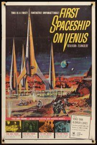 5y333 FIRST SPACESHIP ON VENUS 1sh '62 Der Schweigende Stern, cool art from German sci-fi!