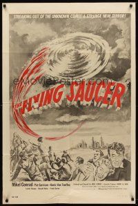 5y343 FLYING SAUCER 1sh '50 cool sci-fi artwork of UFOs from space & terrified people!