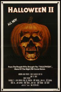 5y386 HALLOWEEN II 1sh '81 cool jack-o-lantern skull image, more of the night HE came home!