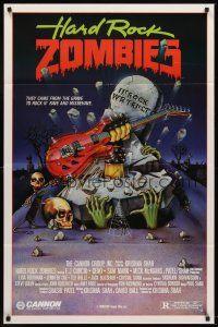 5y390 HARD ROCK ZOMBIES 1sh '84 wild artwork, they came from the grave to rock n' rave & misbehave!