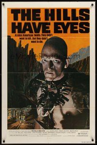 5y398 HILLS HAVE EYES 1sh '78 Wes Craven, classic creepy image of sub-human Michael Berryman!