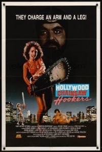 5y399 HOLLYWOOD CHAINSAW HOOKERS 1sh '88 Gunnar Hansen, wack horror, they charge an arm and a leg!