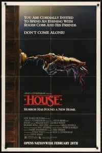 5y406 HOUSE advance 1sh '86 great artwork of severed hand ringing doorbell, don't come alone!