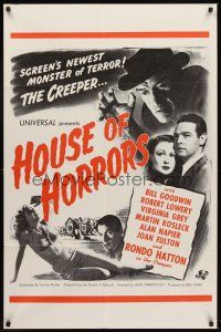5y410 HOUSE OF HORRORS military 1sh R60s Rondo Hatton as The Creeper, monster of terror!