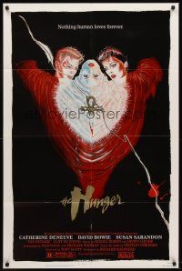 5y425 HUNGER 1sh '83 art of vampire Catherine Deneuve, rocker David Bowie & Susan Sarandon!