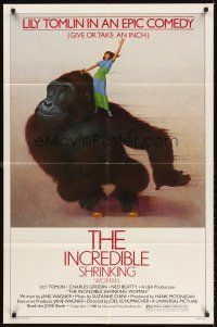 5y437 INCREDIBLE SHRINKING WOMAN style B 1sh '81 Lettick art of Lily Tomlin, gorilla on skateboard!