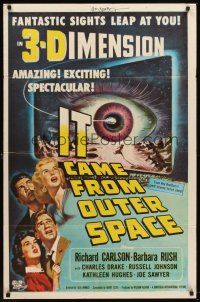 5y455 IT CAME FROM OUTER SPACE signed 1sh '53 by Ray Bradbury, classic 3-D sci-fi, art by Joe Smith