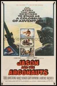 5y460 JASON & THE ARGONAUTS 1sh '63 great special effects by Ray Harryhausen, cool art of colossus!