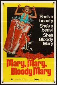 5y515 MARY MARY BLOODY MARY 1sh '76 gruesome art of woman dissolving in gigantic glass of acid!