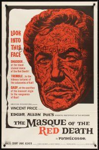 5y517 MASQUE OF THE RED DEATH 1sh '64 cool montage art of Vincent Price by Reynold Brown!