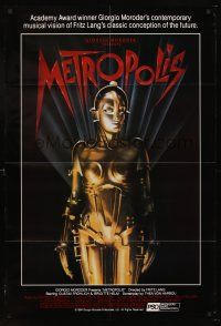 5y522 METROPOLIS 1sh R84 Fritz Lang classic, great art of female robot by Nikosey!