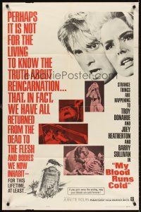 5y538 MY BLOOD RUNS COLD 1sh '65 Troy Donahue, Joey Heatherton, is reincarnation possible?