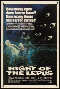 5y558 NIGHT OF THE LEPUS 1sh '72 cool monster art, how many eyes does horror have!