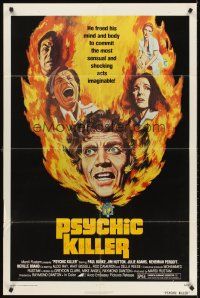 5y601 PSYCHIC KILLER 1sh '75 he freed his mind & body to commit the most sensual & shocking acts!
