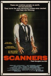 5y635 SCANNERS 1sh '81 David Cronenberg, in 20 seconds your head explodes, sci-fi art by Joann!