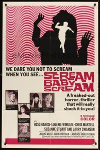 5y638 SCREAM BABY SCREAM 1sh '69 freaked out drug horror thriller that'll really shock it to you!