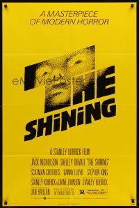 5y644 SHINING 1sh '80 Stephen King & Stanley Kubrick horror masterpiece, crazy Jack Nicholson!