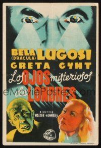 5y084 HUMAN MONSTER Spanish herald '43 completely different art of Bela Lugosi, Edgar Wallace!