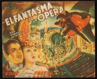 5y086 PHANTOM OF THE OPERA Spanish herald '43 best artwork of Claude Rains on chandelier!