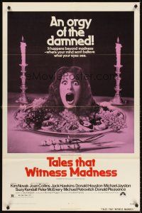 5y673 TALES THAT WITNESS MADNESS 1sh '73 wacky screaming head on food platter horror image!