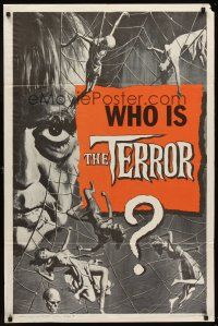 5y678 TERROR style B teaser 1sh '63 art of Boris Karloff & girls in web by Brown, Roger Corman